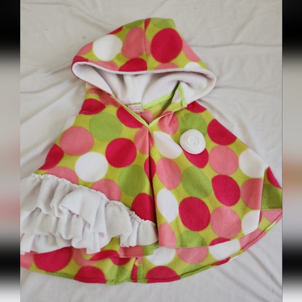 With love girls size 2T Green pink polkadot blanket poncho #B5